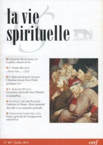 Couverture du livre « La vie spirituelle n 807 » de  aux éditions Cerf