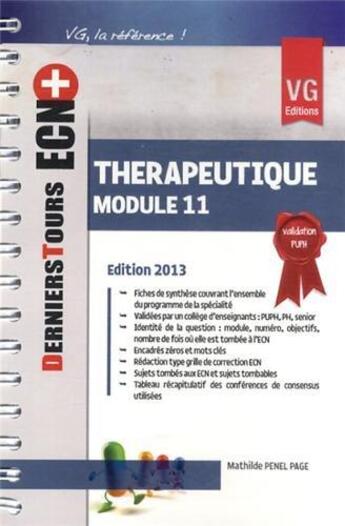 Couverture du livre « Ecn + derniers tours therapeutique module 11 » de M.Penel Page aux éditions Vernazobres Grego