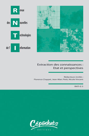 Couverture du livre « Rnti e5 extraction des connaissances : etat et perspectives » de  aux éditions Cepadues