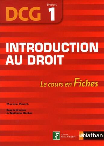 Couverture du livre « DCG ; épreuve 1 ; introduction au droit (édition 2018) » de  aux éditions Nathan