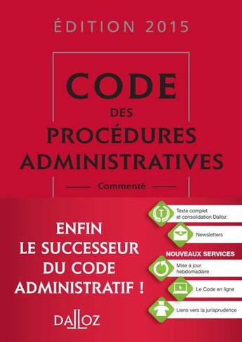 Couverture du livre « Code des procédures administratives (édition 2015) » de  aux éditions Dalloz