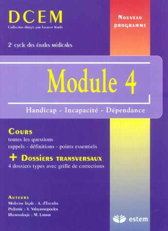 Couverture du livre « Module 4 ; handicap, incapacité et dépendance » de  aux éditions Estem