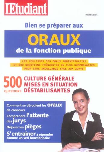 Couverture du livre « Bien se preparer aux concours de la fonction publique » de Pierre Gevart aux éditions L'etudiant