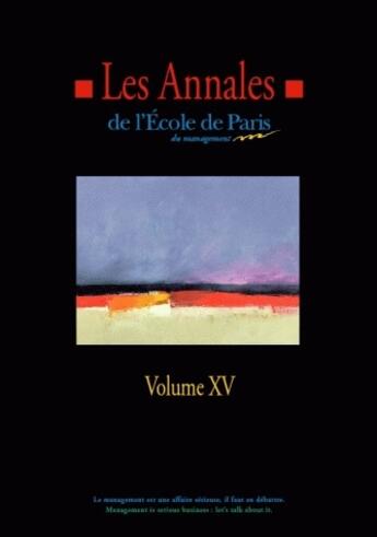 Couverture du livre « Les annales de l'école de Paris t.15 » de  aux éditions Maison Des Sciences De L'homme