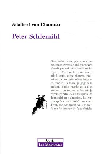 Couverture du livre « Peter Schlemihl ; l'ombre et la vitesse de Pierre Péju » de Adalbert Von Chamisso aux éditions Corti