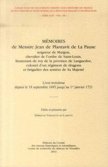 Couverture du livre « Memoires de messire jean de plantavit » de Vergnette Huber aux éditions Cths Edition