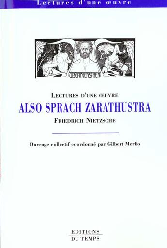 Couverture du livre « Also sprach Zarathustra, de Friedrich Nieztsche » de Gilbert Merlio aux éditions Editions Du Temps