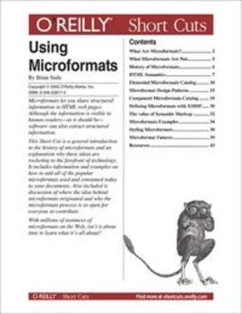 Couverture du livre « Using Microformats » de Brian Suda aux éditions O Reilly