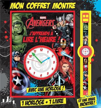 Couverture du livre « Avengers ; j'apprends à lire l'heure ; mon coffret montre » de  aux éditions Disney Hachette