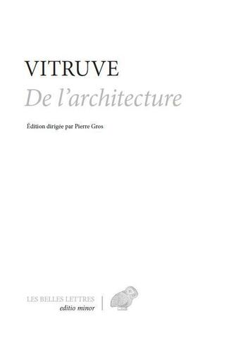 Couverture du livre « Traité d'architecture » de Vitruve aux éditions Belles Lettres