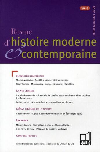 Couverture du livre « Mobilités religieuse (juillet-septembre 2009) » de  aux éditions Belin