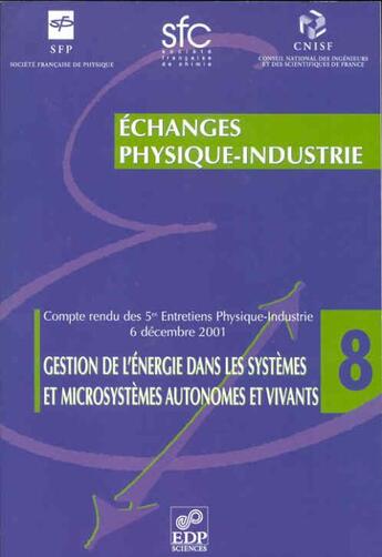 Couverture du livre « Gestion de l'energie dans les systemes et microsystemes... » de Lemoine P aux éditions Edp Sciences