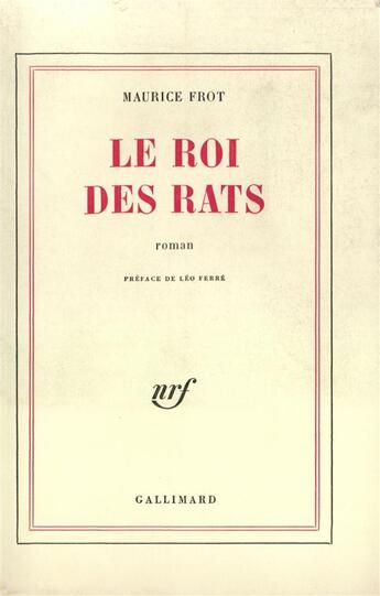 Couverture du livre « Le roi des rats » de Frot/Ferre aux éditions Gallimard