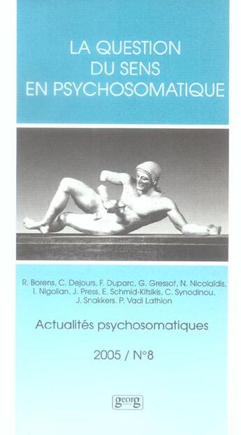 Couverture du livre « La question du sens act.psycho.8 » de  aux éditions Georg