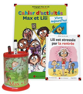 Couverture du livre « Max et Lili ; pack rentrée 2 titres Max et Lily n .97 + cahier d'activité n.2 +pot à crayons » de Serge Bloch et Dominique De Saint Mars aux éditions Calligram