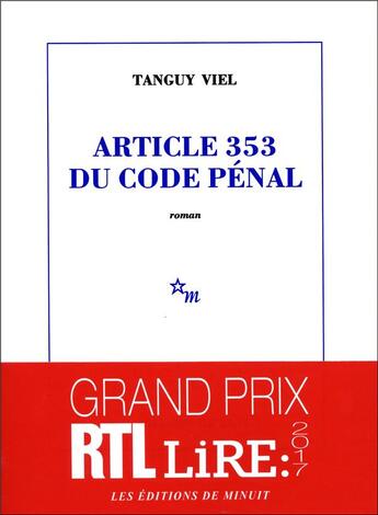 Couverture du livre « Article 353 du code pénal » de Tanguy Viel aux éditions Minuit