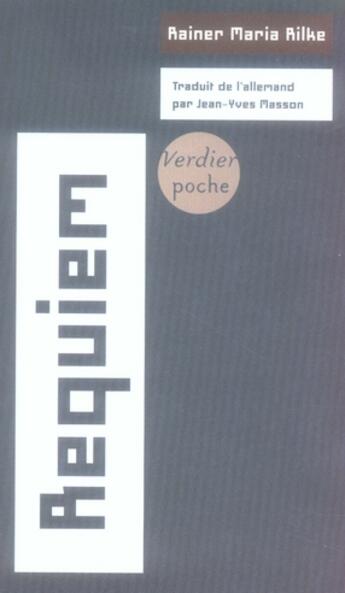 Couverture du livre « Requiem » de Rainer Maria Rilke aux éditions Verdier