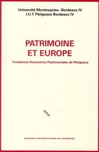 Couverture du livre « Patrimoine et Europe » de  aux éditions Pu De Bordeaux