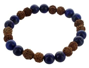 Couverture du livre « Bracelet h lapis lazuli et rudraksha perles rondes 8 mm » de  aux éditions Dg-exodif