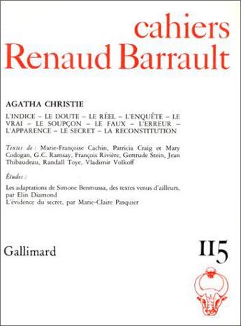 Couverture du livre « Cahiers renaud barrault - agatha christie » de  aux éditions Gallimard
