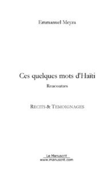 Couverture du livre « Ces quelques mots d'haïti » de Meyza-E aux éditions Le Manuscrit