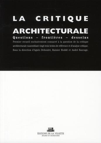 Couverture du livre « La critique architecturale » de  aux éditions La Villette