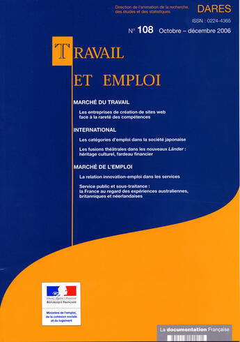 Couverture du livre « TRAVAIL ET EMPLOI ; les entreprises de création de sites web face à la rareté des compétences » de Ministere De L'Emploi Et De La Solidarite aux éditions Documentation Francaise