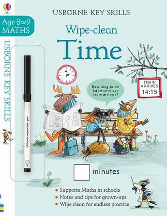 Couverture du livre « Wipe-clean time ; maths ; age 8 to 9 » de Brol Magda et Holly Bathie aux éditions Usborne