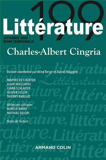 Couverture du livre « Litterature n 199 3/2020 charles-albert cingria » de  aux éditions Armand Colin