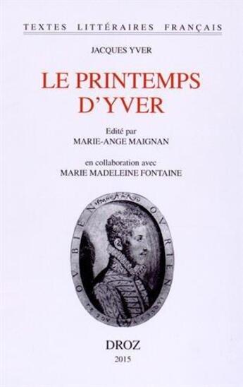 Couverture du livre « Le printemps d'yver » de  aux éditions Droz