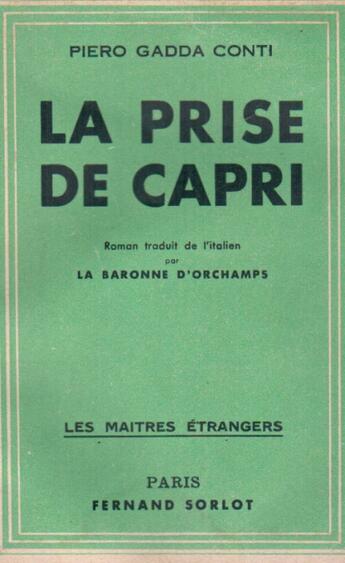 Couverture du livre « La prise de Capri » de Piero Gadda Conti aux éditions Nel