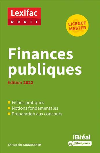 Couverture du livre « Finances publiques - edition 2022 » de Sinnassamy C. aux éditions Breal