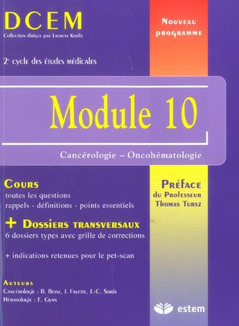 Couverture du livre « Module 10 ; cancérologie, onco-hématologie » de  aux éditions Estem