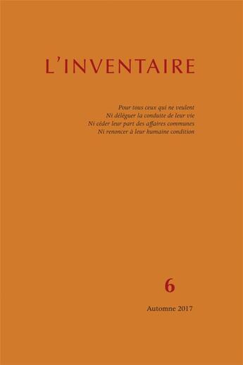 Couverture du livre « Inventaire n 6 » de  aux éditions La Lenteur