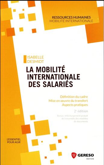 Couverture du livre « La mobilité internationale des salariés (2e édition) » de Desmidt Isabelle aux éditions Gereso