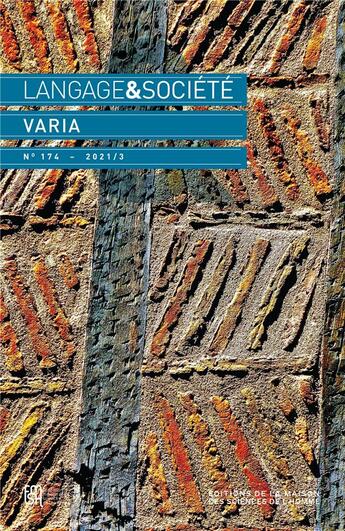 Couverture du livre « Langage et société, n° 174/2021 : Varia » de Auteurs Divers aux éditions Maison Des Sciences De L'homme