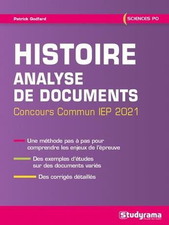 Couverture du livre « Histoire ; analyse de documents » de Patrick Godfard aux éditions Studyrama