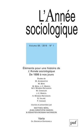 Couverture du livre « Éléments pour une histoire de l'année sociologique, de 1989 à nos jours » de  aux éditions Puf