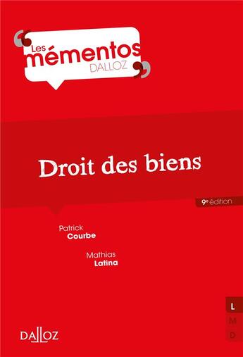 Couverture du livre « Droit civil ; les biens » de Mathias Latina et Courbe/Patrick aux éditions Dalloz