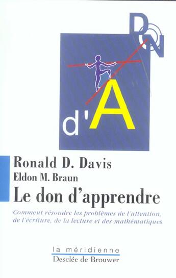 Couverture du livre « Le don d'apprendre » de Braun Eldon M. aux éditions Desclee De Brouwer