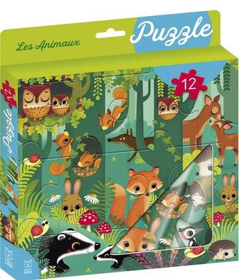 Couverture du livre « Ma boite a puzzle 12p animaux » de  aux éditions Lito