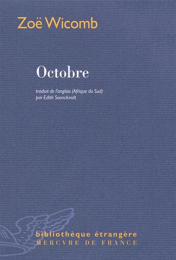 Couverture du livre « Octobre » de Zoe Wicomb aux éditions Mercure De France