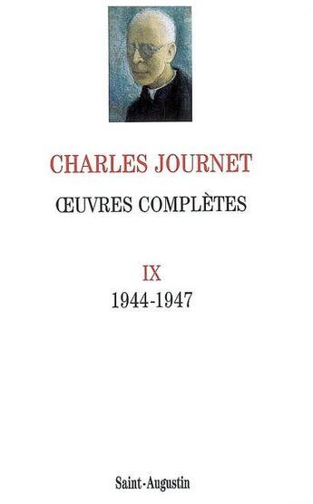 Couverture du livre « Oeuvres completes, volume ix » de Charles Journet aux éditions Saint Augustin