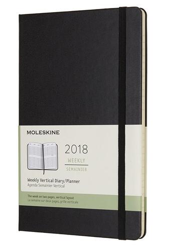 Couverture du livre « Agenda 2018 semainier vertical grand format rigide noir » de Moleskine aux éditions Moleskine Papet