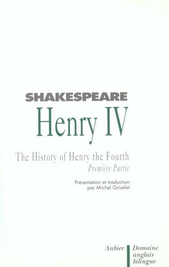 Couverture du livre « Henry iv - vol01 » de William Shakespeare aux éditions Aubier