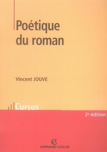 Couverture du livre « La poétique du roman » de Vincent Jouve aux éditions Armand Colin