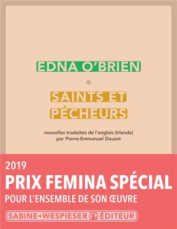 Couverture du livre « Saints et pêcheurs » de Edna O'Brien aux éditions Sabine Wespieser