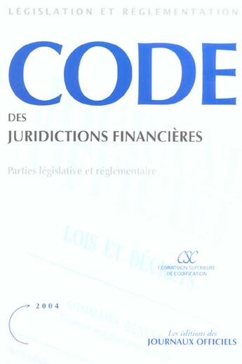 Couverture du livre « Code des juridictions financieres » de  aux éditions Documentation Francaise