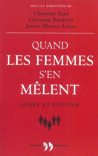Couverture du livre « Quand Les Femmes S'En Melent » de Baudelot/Mossuz-Lava aux éditions La Martiniere
