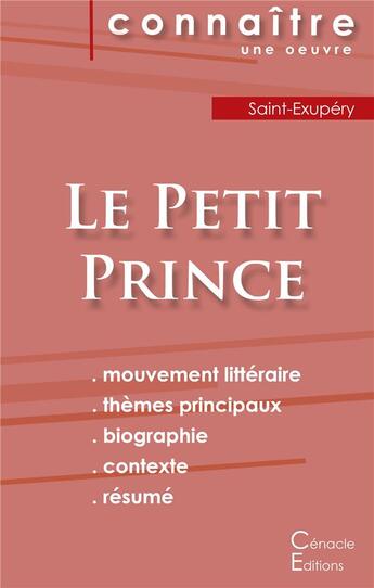 Couverture du livre « Le petit prince, d'Antoine de Saint-Exupery » de  aux éditions Editions Du Cenacle